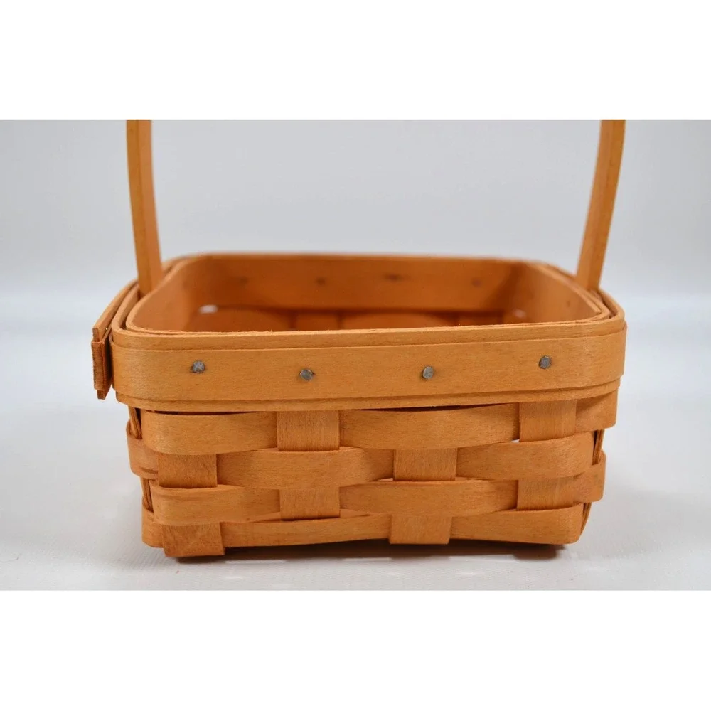 Longaberger 2001 Tarragon Basket Blue Cloth Liner‎ Clear Protector Single Handle
